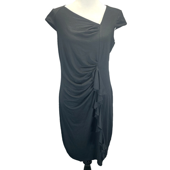 Berrydress Dresses & Skirts - NWT Berrydress Womans XL Black Bodycon Ruched Cocktail Midi Dress Cap Slv Chic